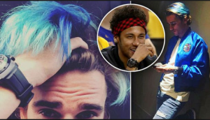 Cheveux bleus Griezmann Neymar